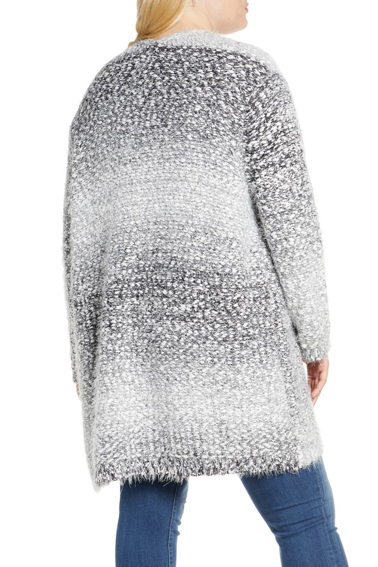 Harper Ombrè Eyelash Cardigan, Alternate, color, BLACK MIX