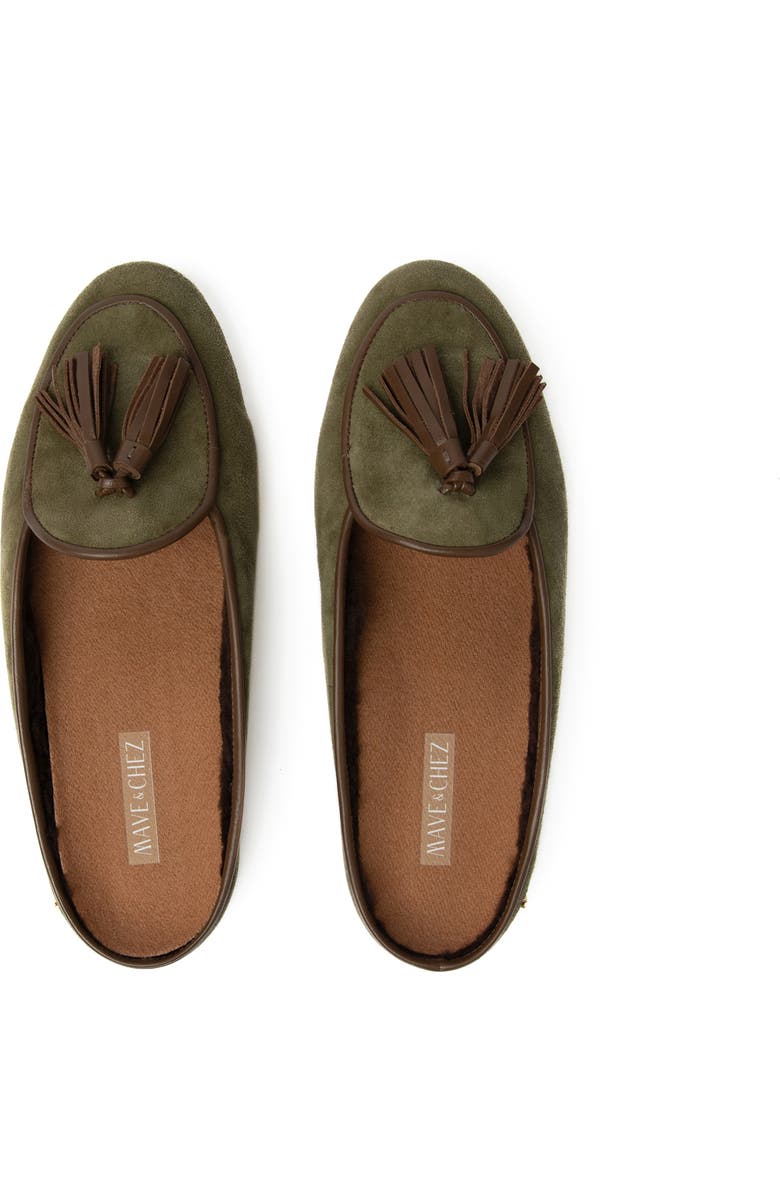 Mave & Chez Frida Mule - Arch Support 100% Genuine Shearling, Alternate, color, Olive