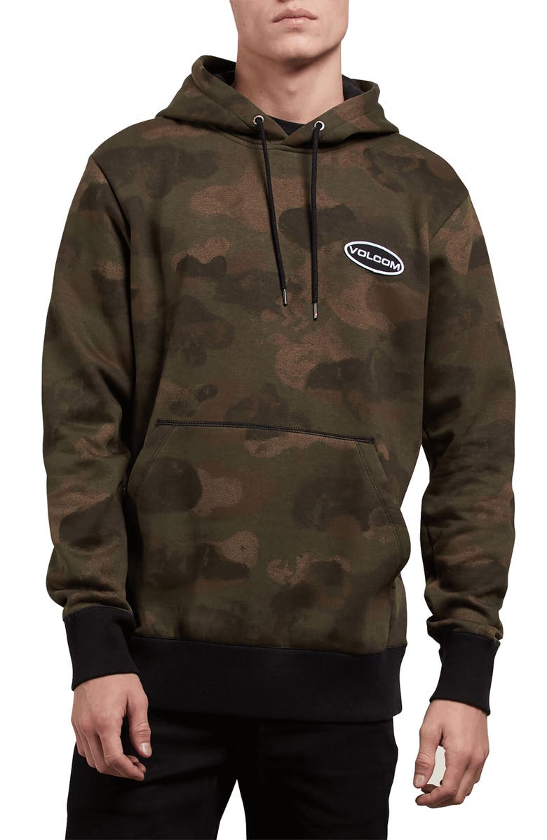 Volcom Shop Camo Hooded Sweatshirt, Main, color,