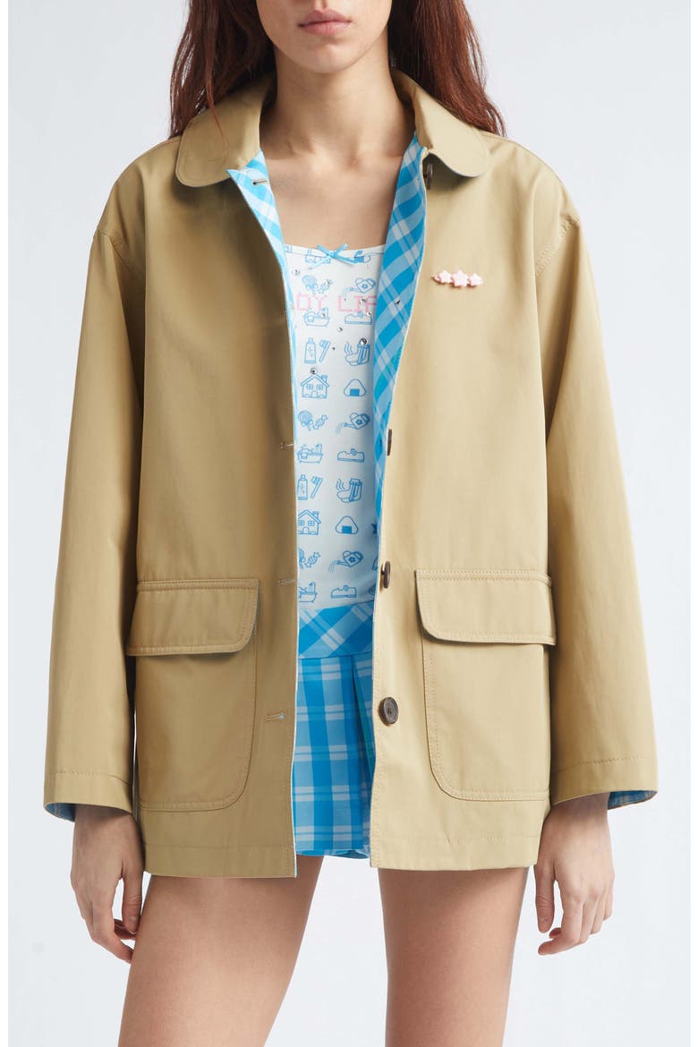 Romaine Cotton Gabardine Barn Jacket, Main, color, SAND
