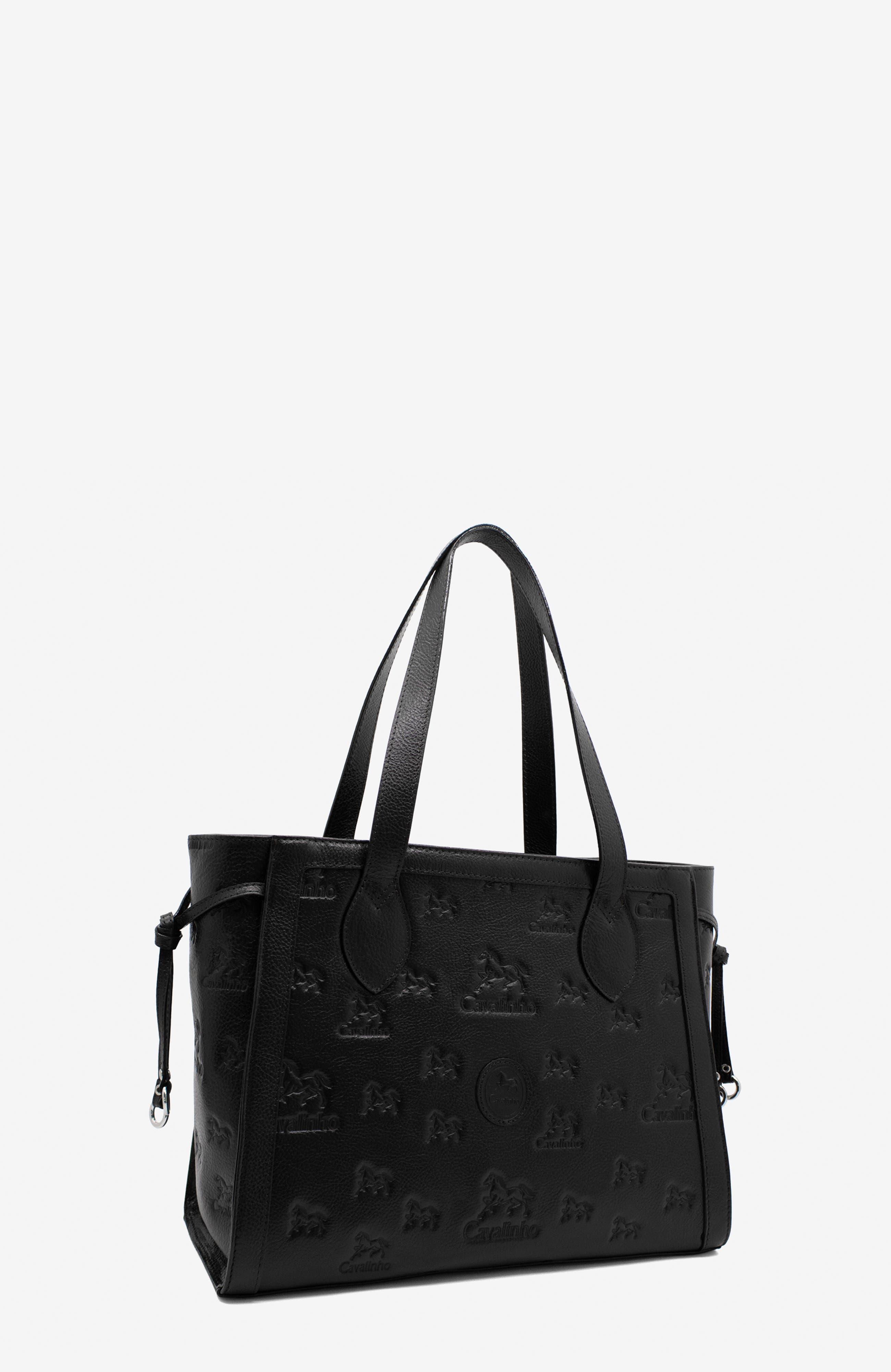 Cavalo Lusitano 410 Embossed Leather Tote Bag, Alternate, color, Black