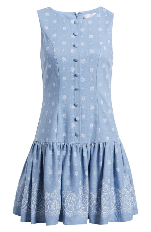 Wayf Martini Drop Waist Minidress In Blue