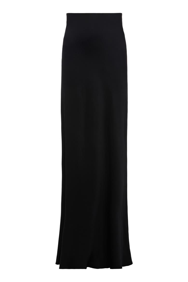 Zeta Satin Maxi Skirt, Alternate, color, BLACK