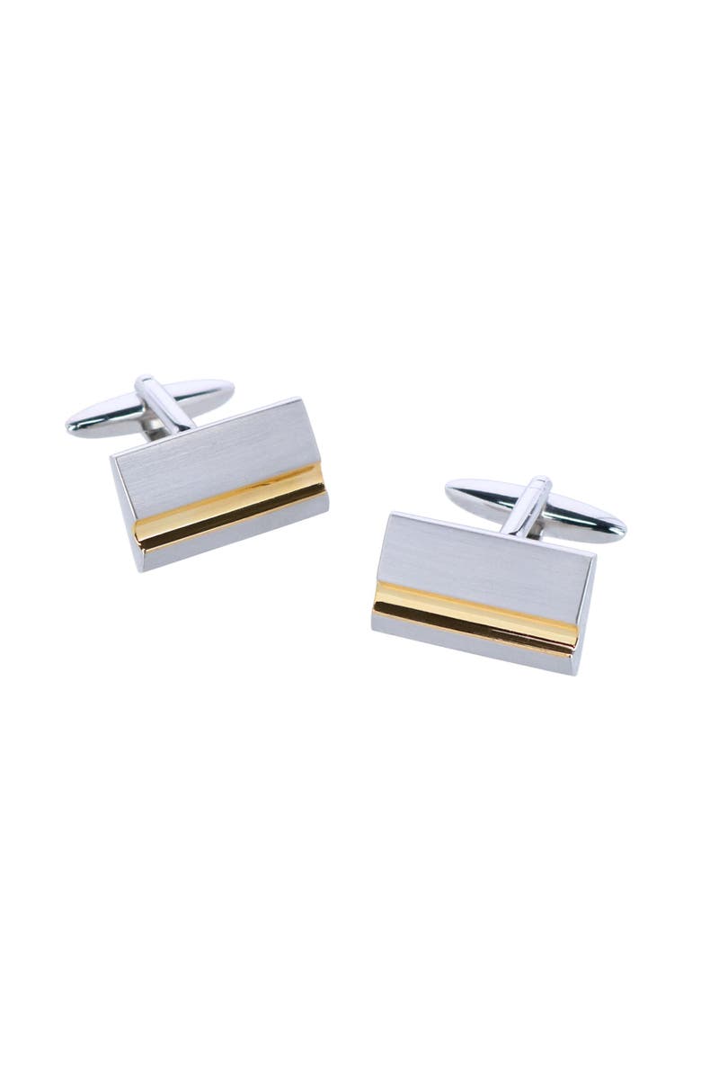 Trafalgar Stately Shiny Gold and Brushed Rhodium Cufflinks, Main, color, 