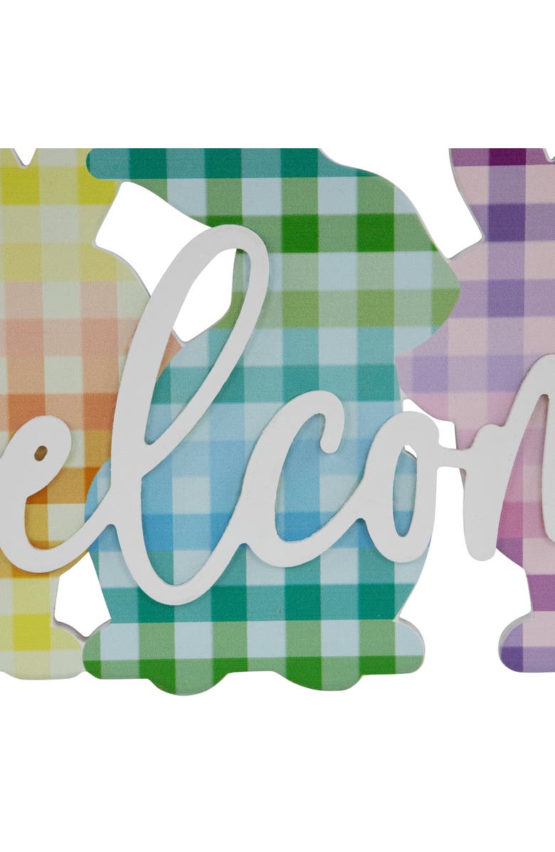 Northlight Gingham Bunnies Welcome Easter Wall Sign - 13.75", Alternate, color, Multi