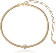 Ettika Pavé Cubic Zirconia Initial Charm Necklace