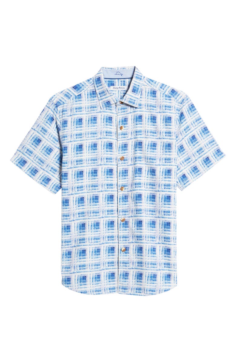Tommy Bahama Echo Beach Tiles Short Sleeve Silk Blend Button-Up Shirt, Alternate, color, 