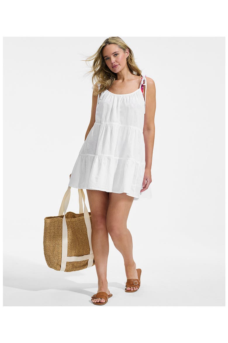 Plus Size New Tiered Cover Up Mini Dress, Alternate, color, White