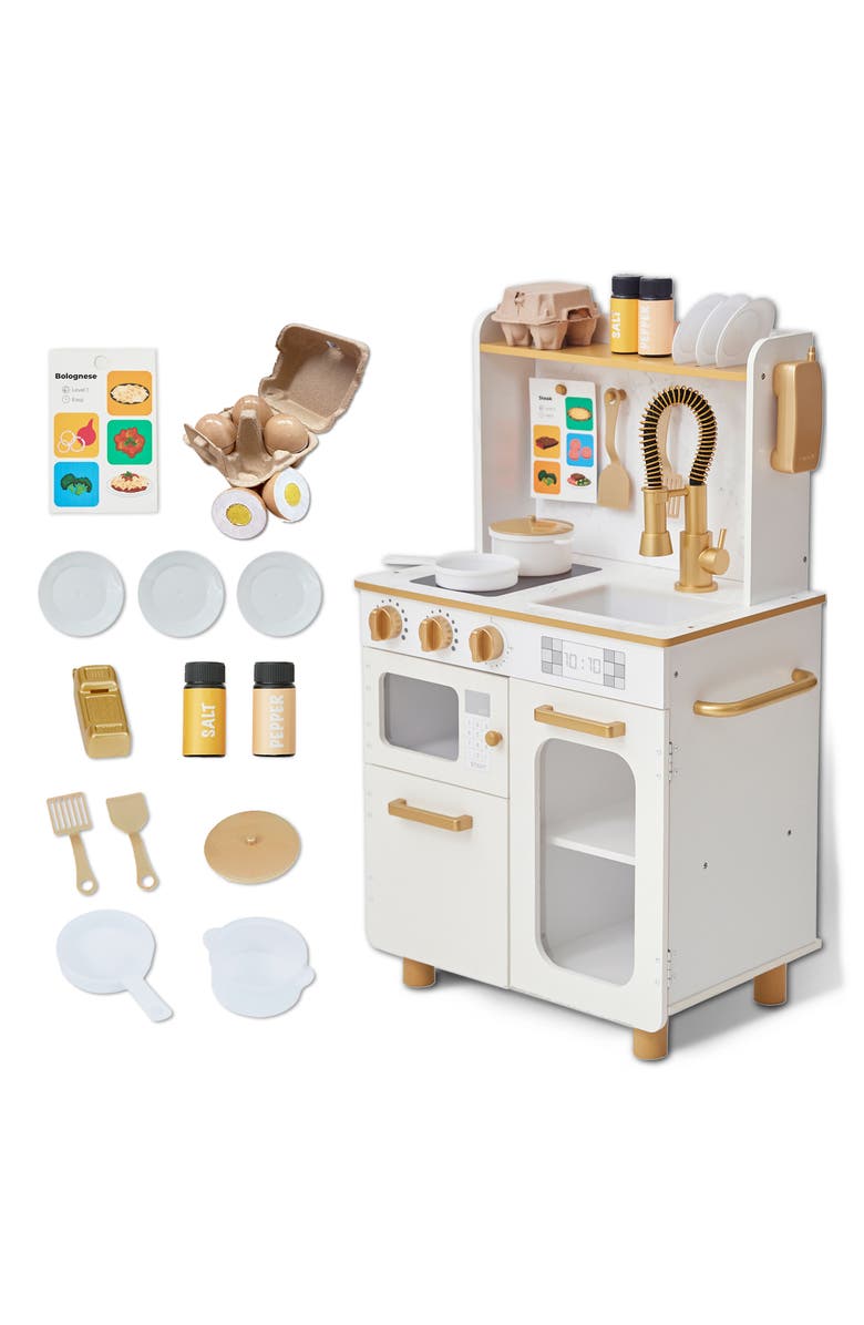 Teamson Kids Chef Memphis Kitchen Playset, Alternate, color, White/ Gold