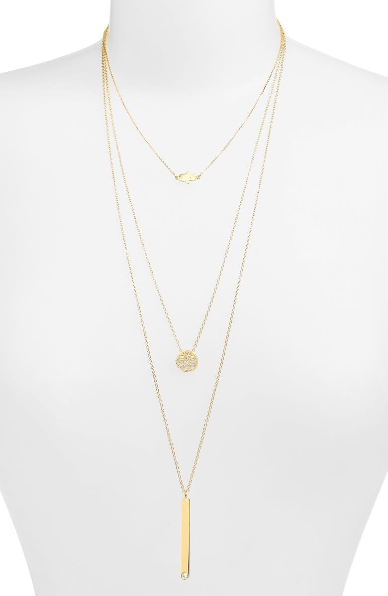 BaubleBar 'Modern Metallics' 14k-Gold Plate Layered Necklace, Main, color, 