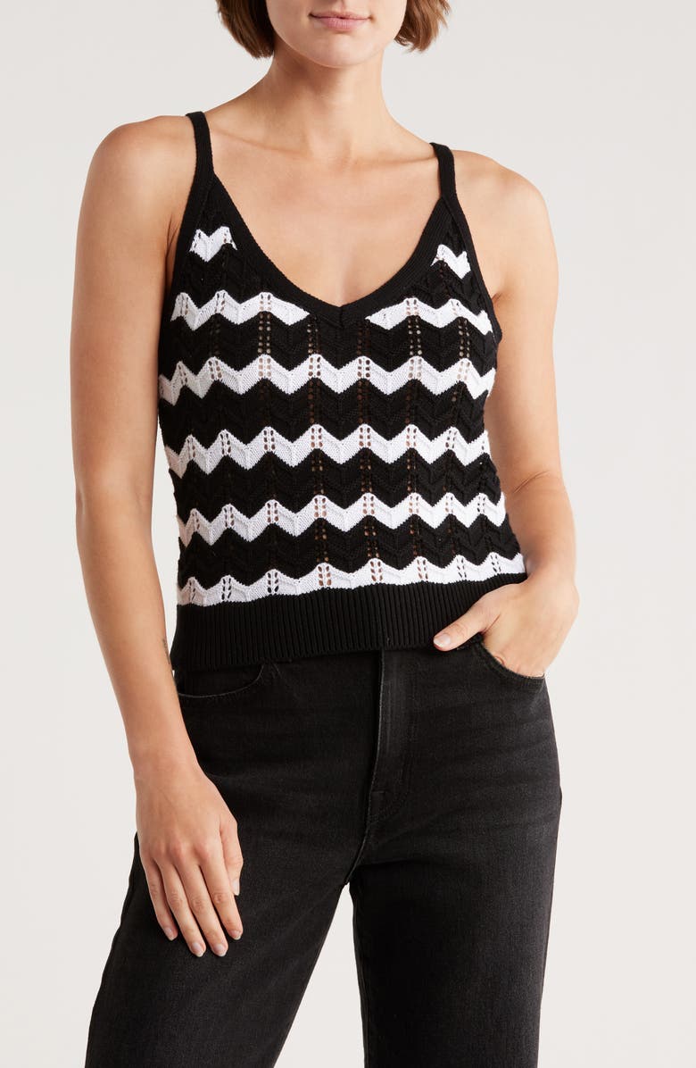 525 Izzie Cotton Chevron Stripe Sweater Tank, Main, color, Black Multi