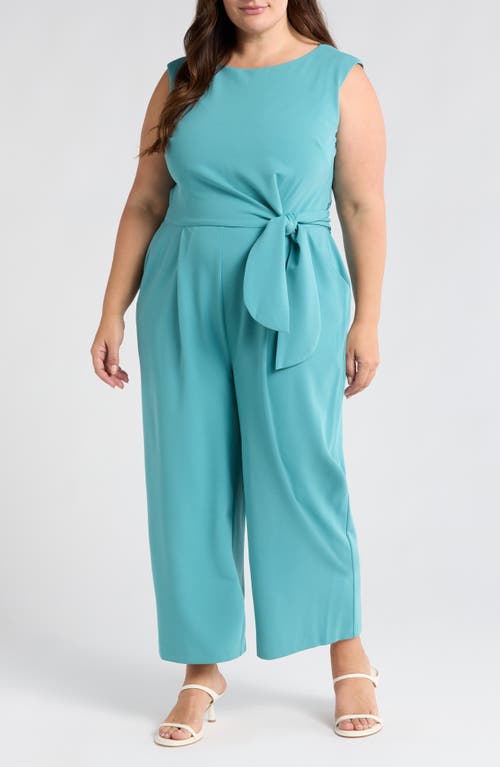 Tahari Asl Side Tie Scuba Crepe Jumpsuit In Ultra Marine