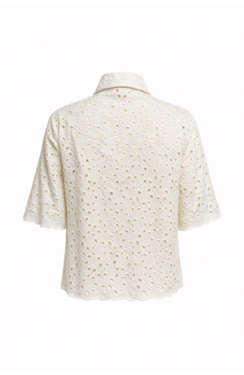 Exquise Broderie Anglaise Cotton Short Shirt, Alternate, color, Ecru