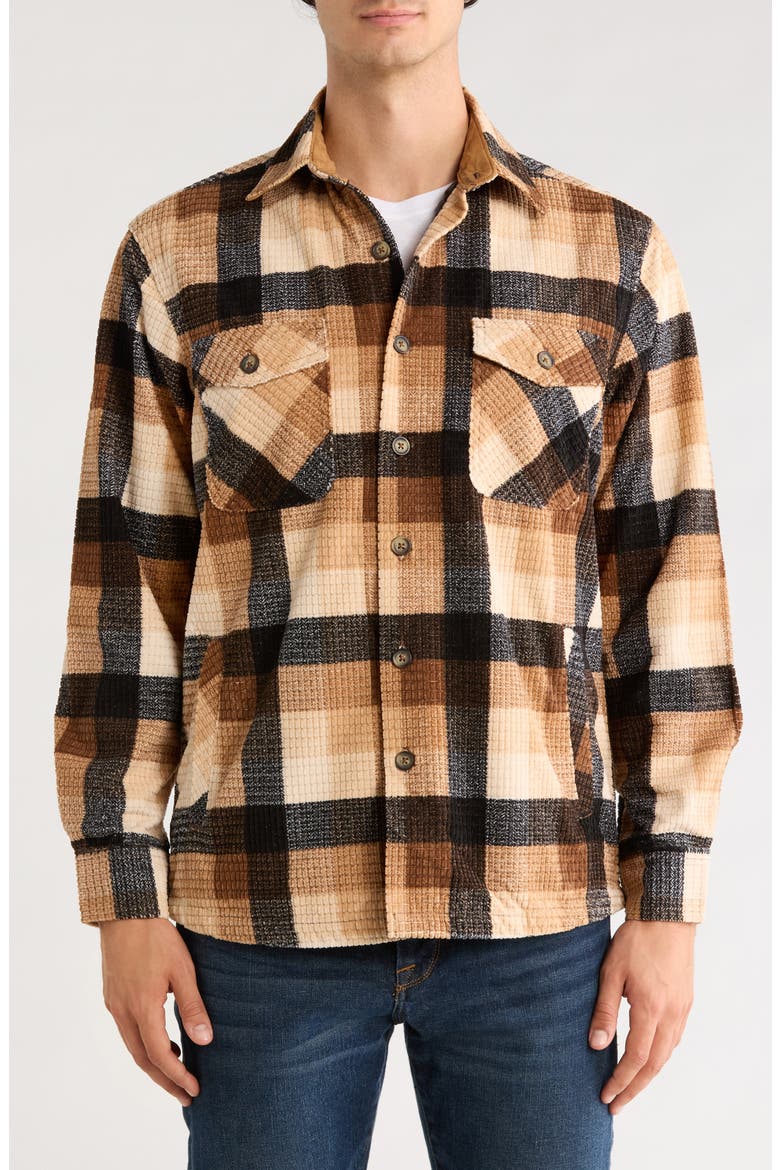 Plaid Corduroy Shirt Jacket, Main, color, EARTH