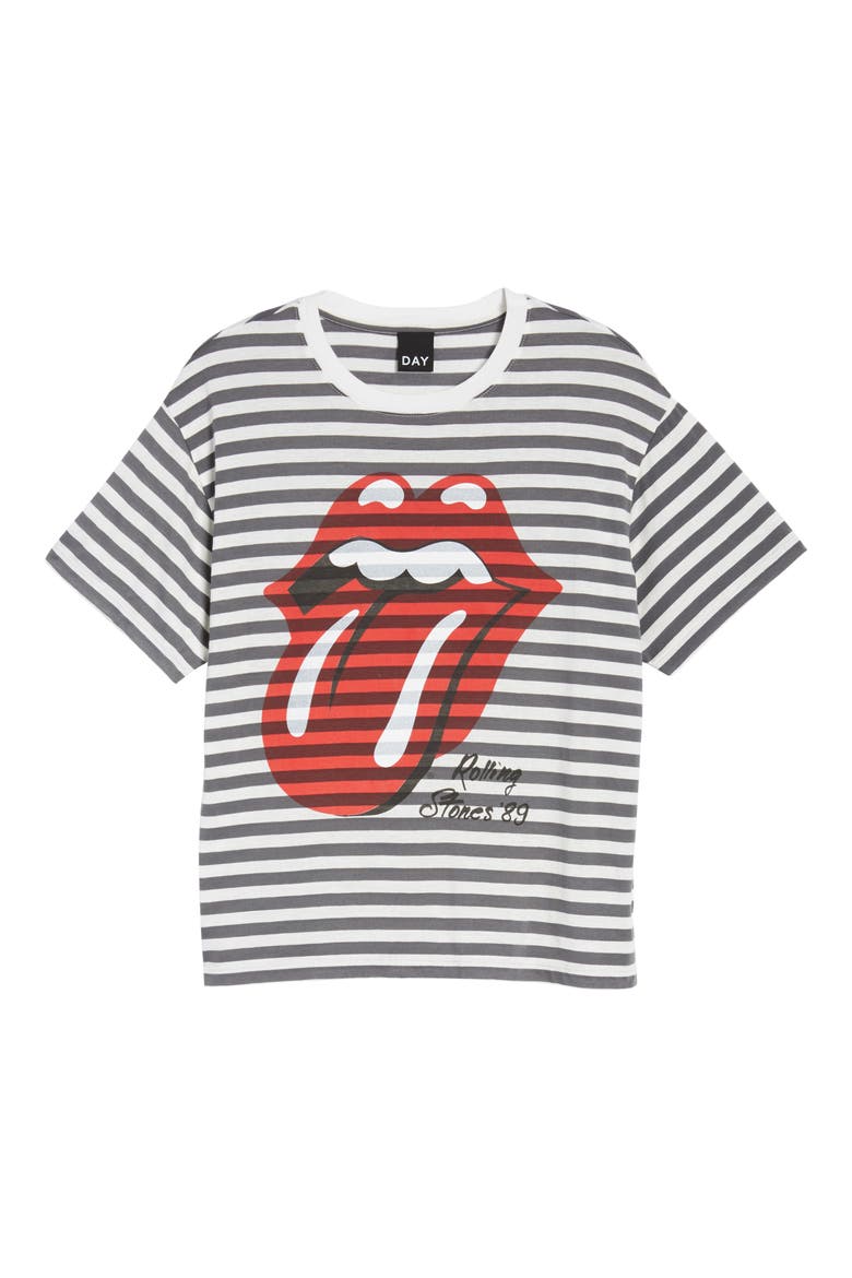 by Daydreamer Rolling Stones Stripe Boyfriend Tee, Alternate, color, WHITE STRIPE