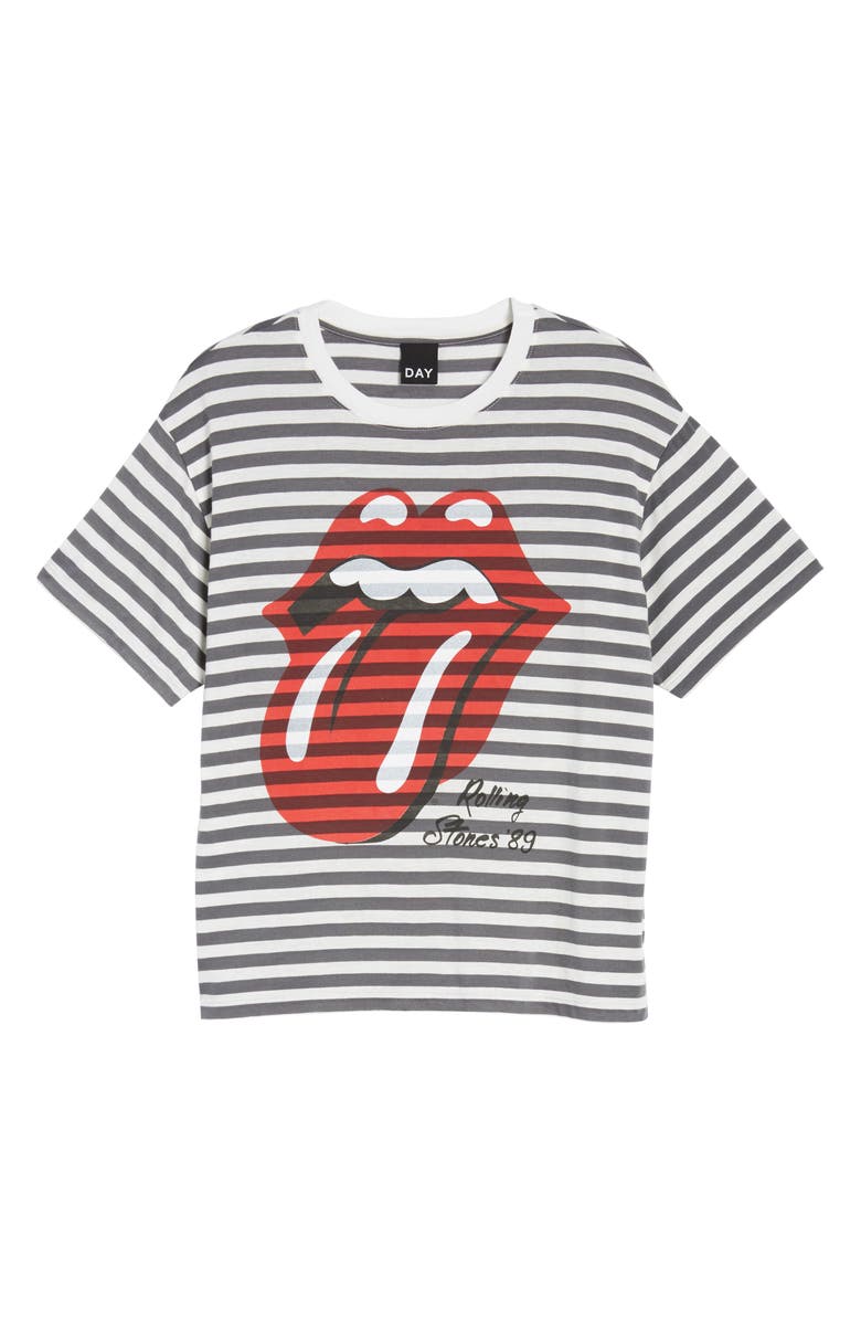 Day by Daydreamer Rolling Stones Stripe Boyfriend Tee, Alternate, color, 