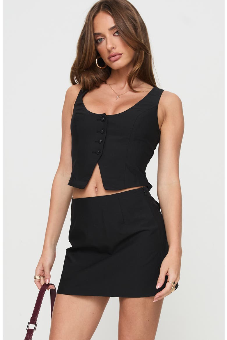 Hikaru Crop Vest & Miniskirt Set, Alternate, color, BLACK