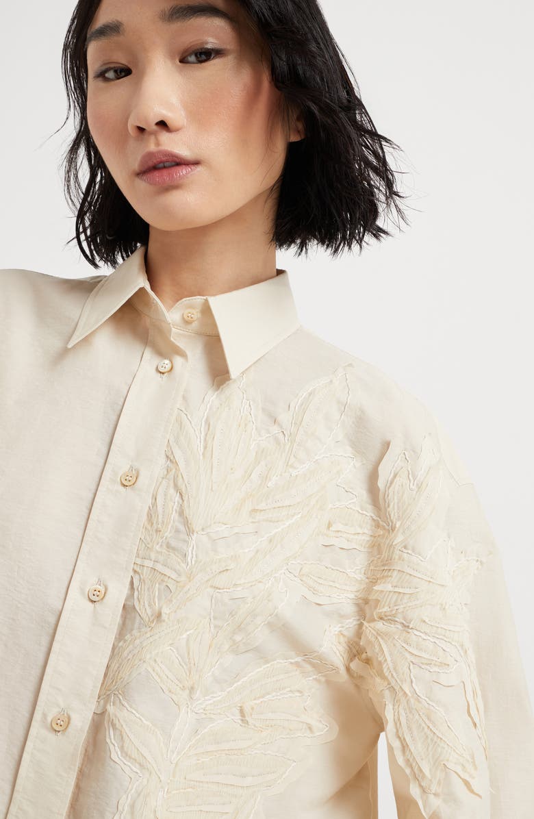 Brunello Cucinelli Flora Appliqué shirt, Alternate, color, 