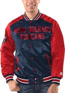 STARTER Men's Starter Navy/Red New Orleans Pelicans Renegade Satin Full-Snap Varsity Jacket
