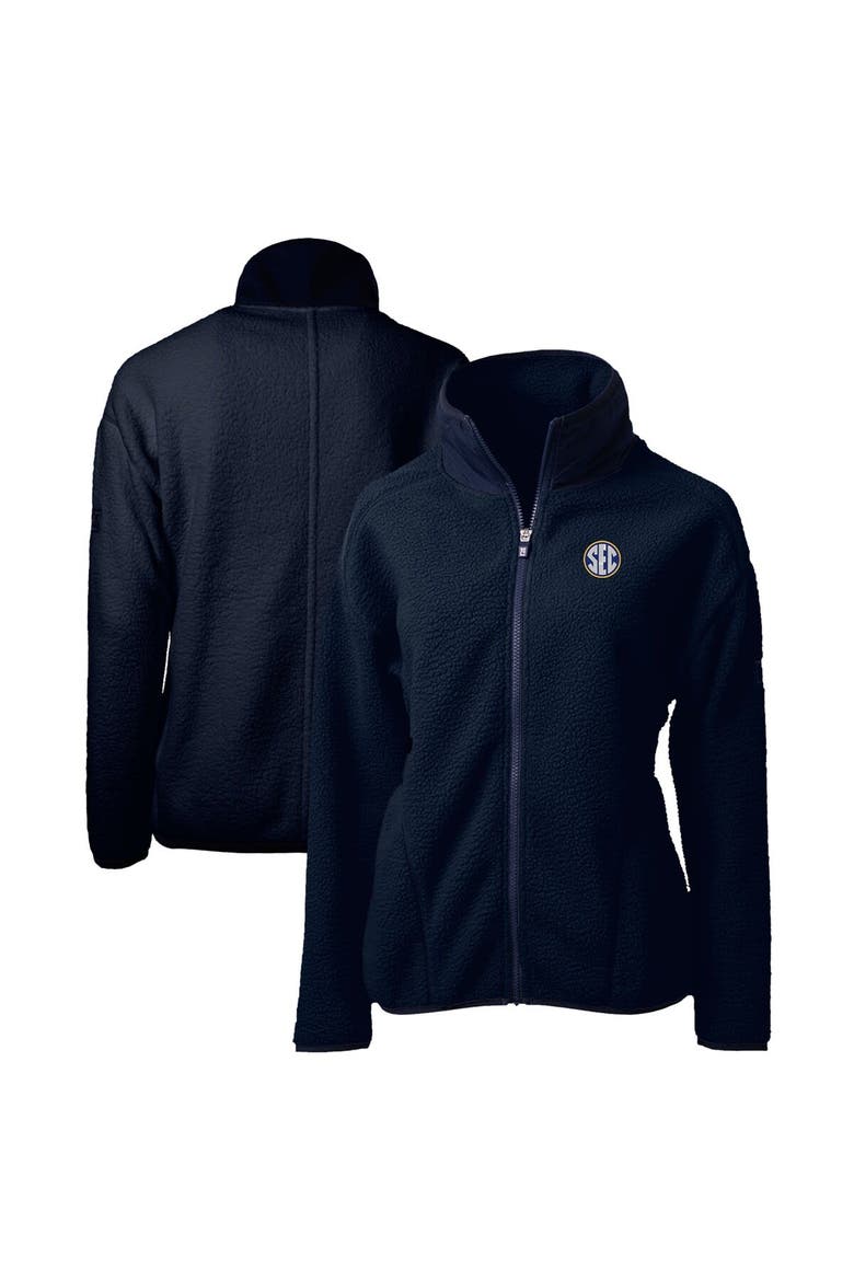 Women's Cutter & Buck  Navy SEC Gear Cascade Eco Sherpa Fleece Full-Zip Jacket, Main, color, Navy