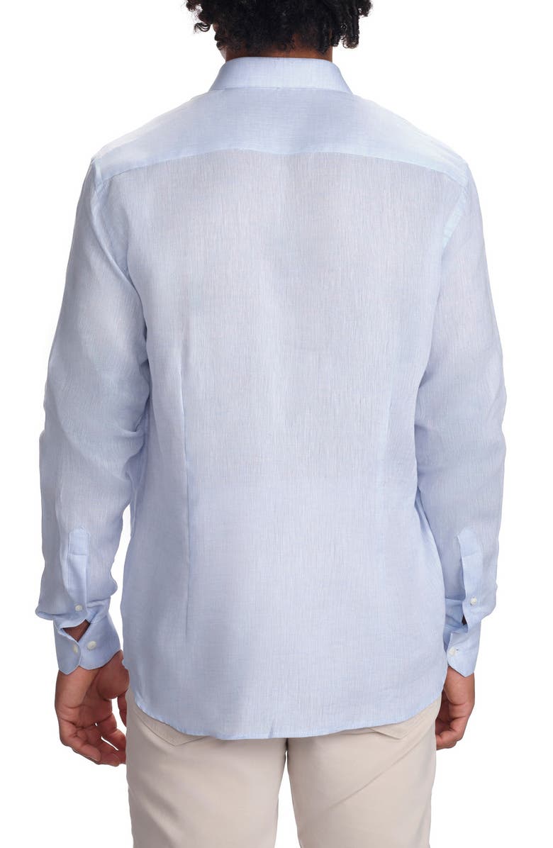 STUDIO GARNET LOS ANGELES Linen Long Sleeve Button-Down Shirt, Alternate, color, Lake