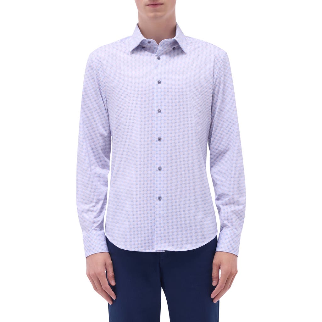 Bugatchi Jules Ooohcotton® Grid Button-up Shirt In Blue