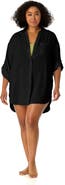 Anne Cole Women's Plus Live In Color Button Down Shirt Swimsuit Cover Up