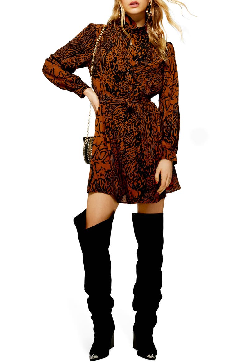 Snake Shirtdress, Main, color, TAN MULTI
