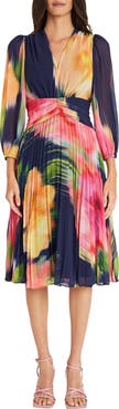 Maggy London Floral Pleated Dress