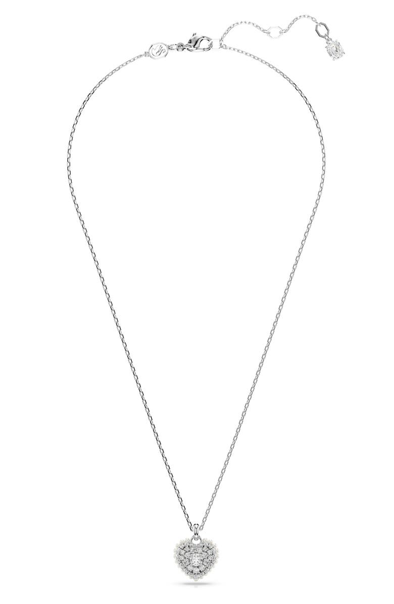Swarovski Idyllia Crystal, Faux Pearl & Cubic Zirconia Heart Pendant Necklace, Alternate, color, White/ Silver