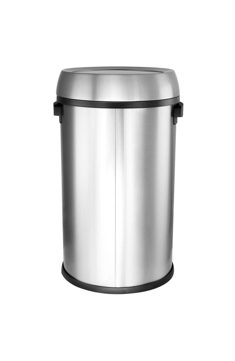 Elama Large 17 Gallon Swing Lid Stainless Steel Cylindrical Trash Bin, Alternate, color, Silver
