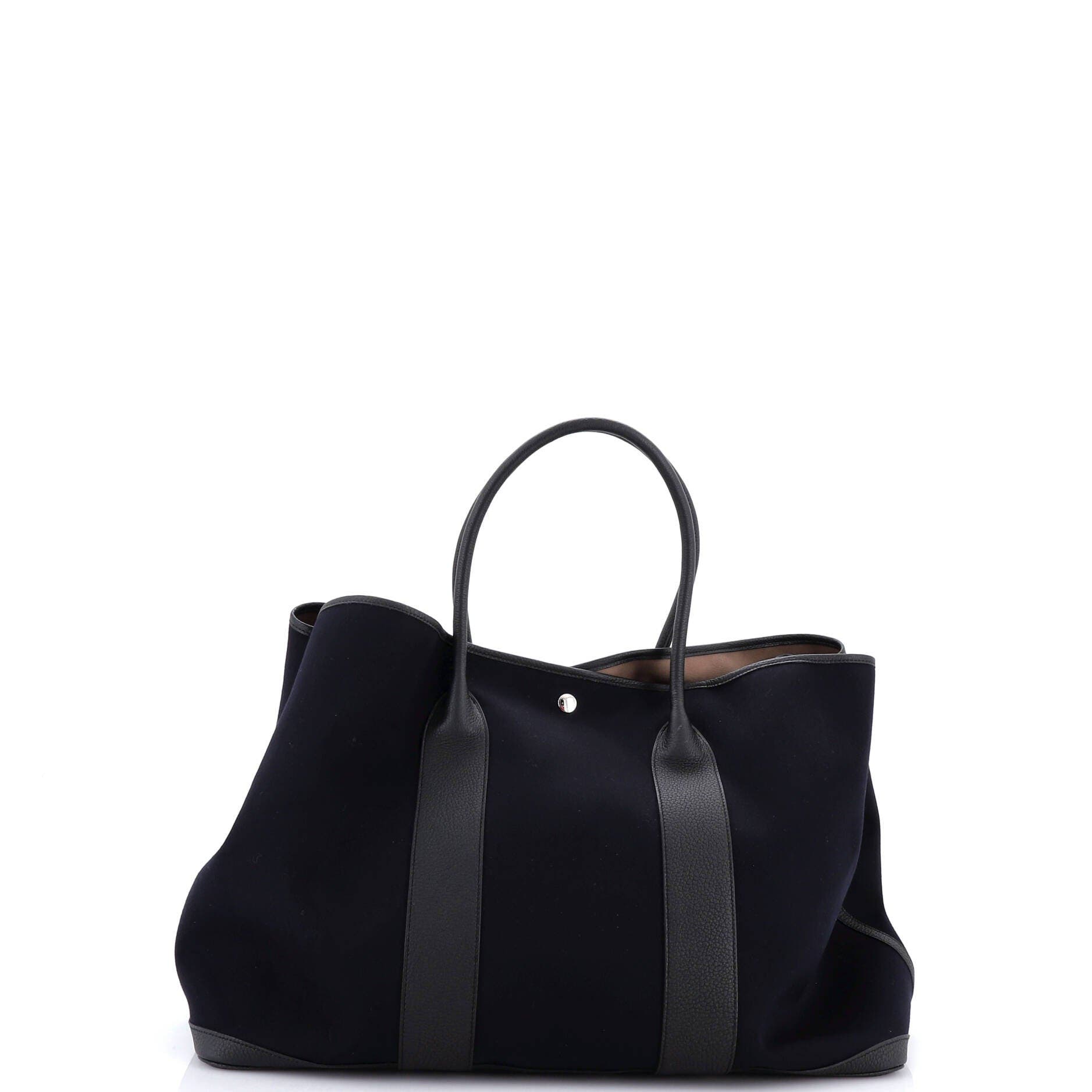Pre-Owned Hermes Garden Party Tote Toile and Leather 49, Alternate, color, Bleu Indigo