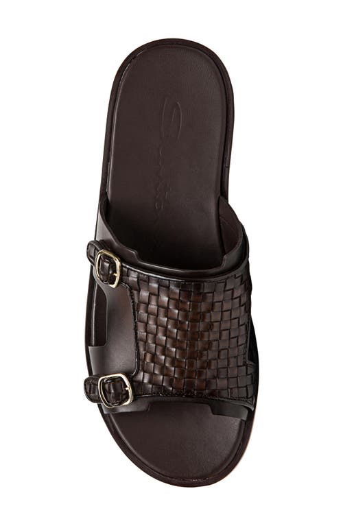 Santoni Duo Woven Leather Monk Strap Slide Sandal