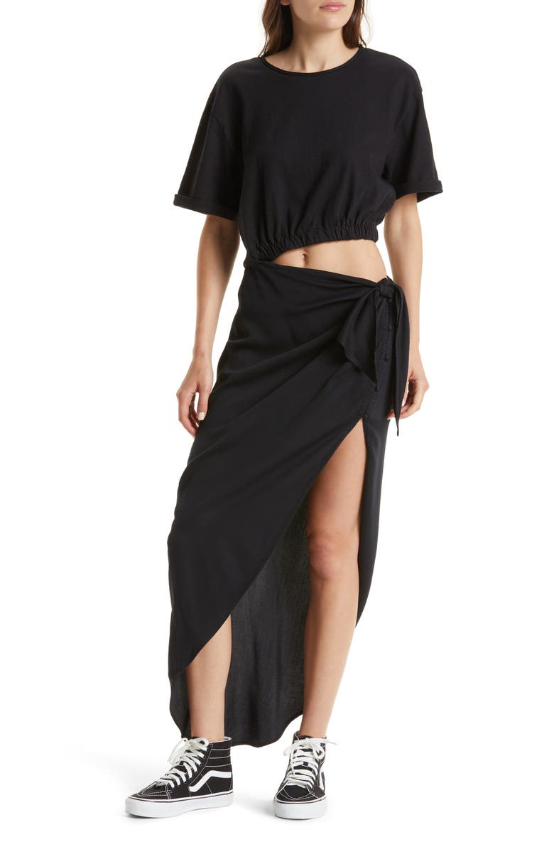Free People Rae Waist Cutout Asymmetric Dress, Alternate, color, 