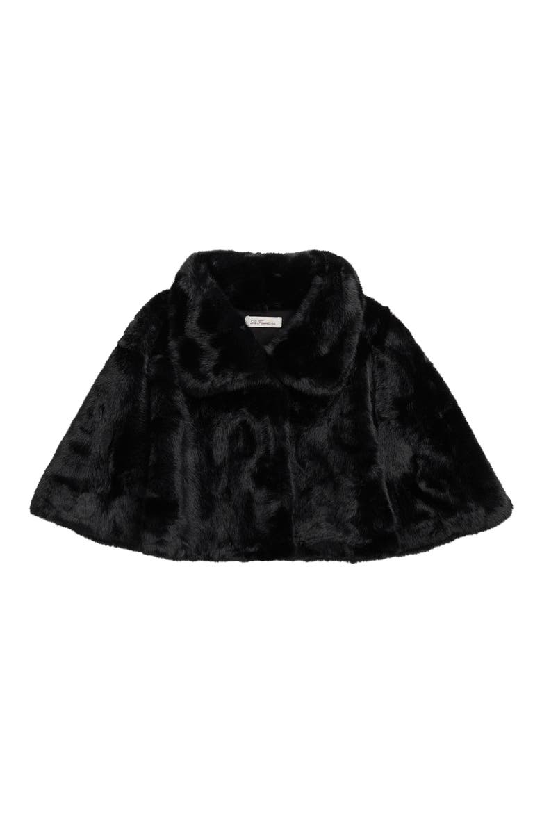 Faux Fur Cape, Main, color, BLACK