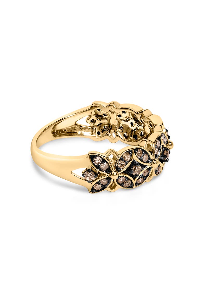 10K Yellow Gold Plated Silver 3/8 Cttw Champagne Diamond Lattice Work Band Ring, Alternate, color, Yellow Gold over Silver