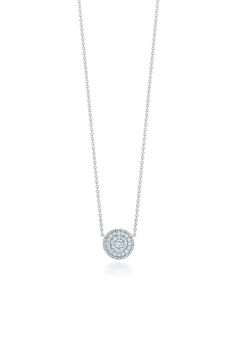 Kwiat Sunburst Pavé Diamond Double Halo Pendant Necklace, Main, color, 