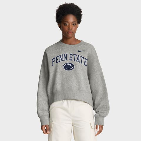 Women's Nike Heather Gray Penn State Nittany Lions Oversized Phoenix Arch Pullover Sweatshirt