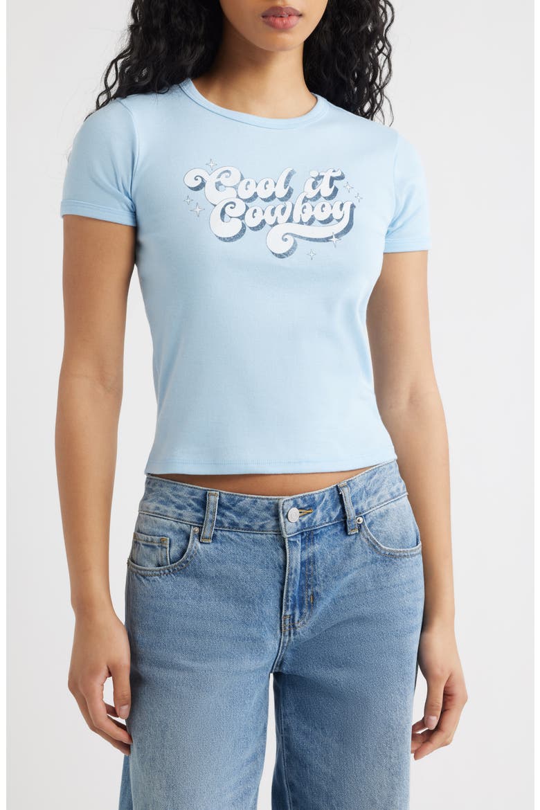 Cool It Cowboy Graphic Baby Tee, Main, color, LIGHT BLUE