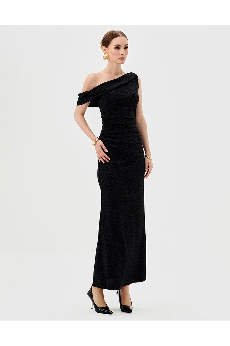 Thaliah Drape Off Shoulder Maxi, Alternate, color, BLACK