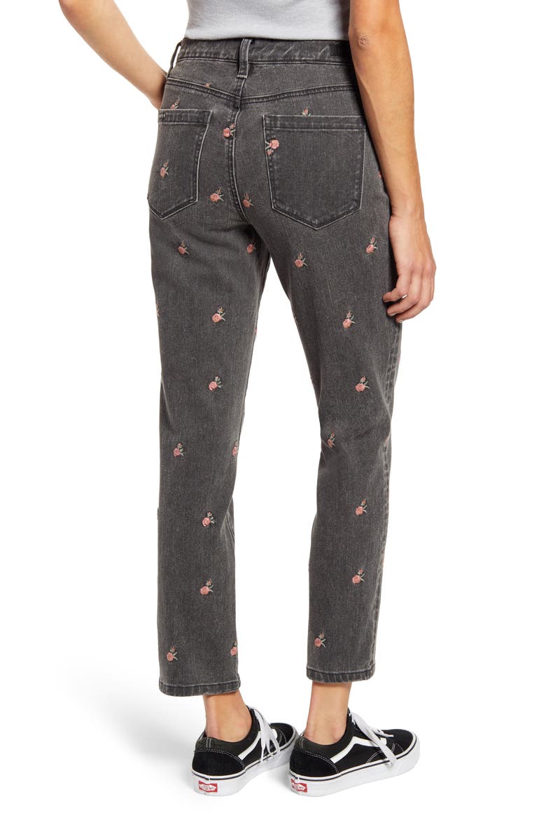 Rosebud Embroidered High Waist Crop Slim Jeans, Alternate, color, CANT HANDLE