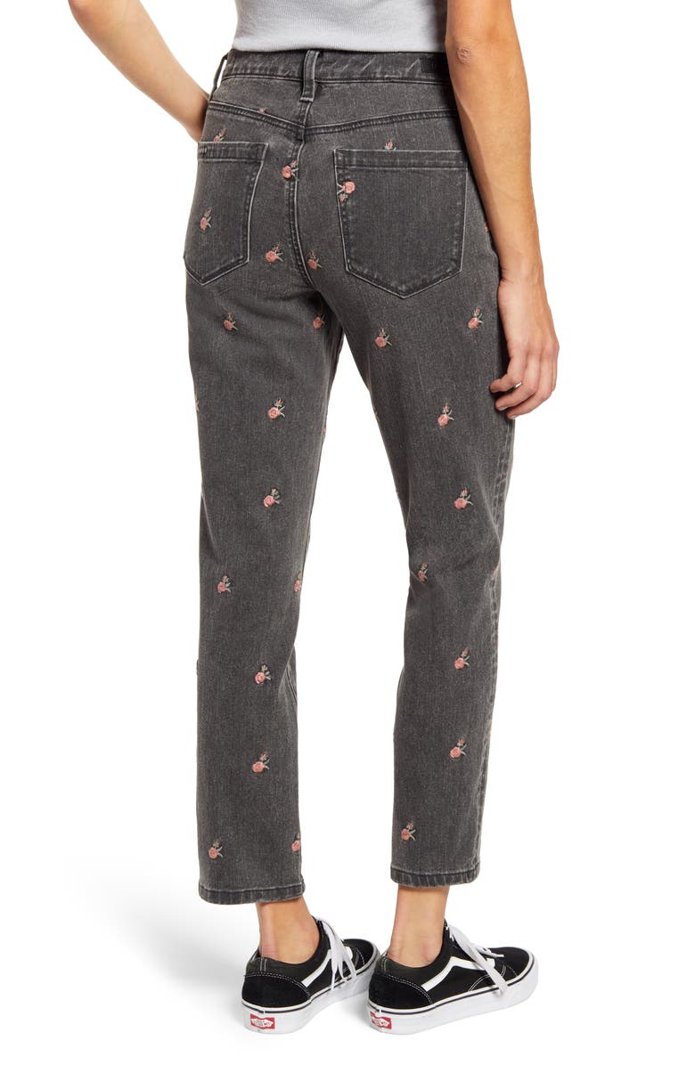 BLANKNYC Rosebud Embroidered High Waist Crop Slim Jeans, Alternate, color,