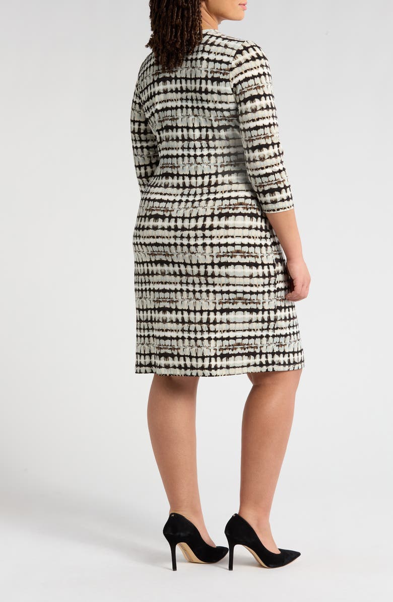 Anne Klein Abstract Print Long Sleeve Wrap Dress, Alternate, color, Anne Black Multi