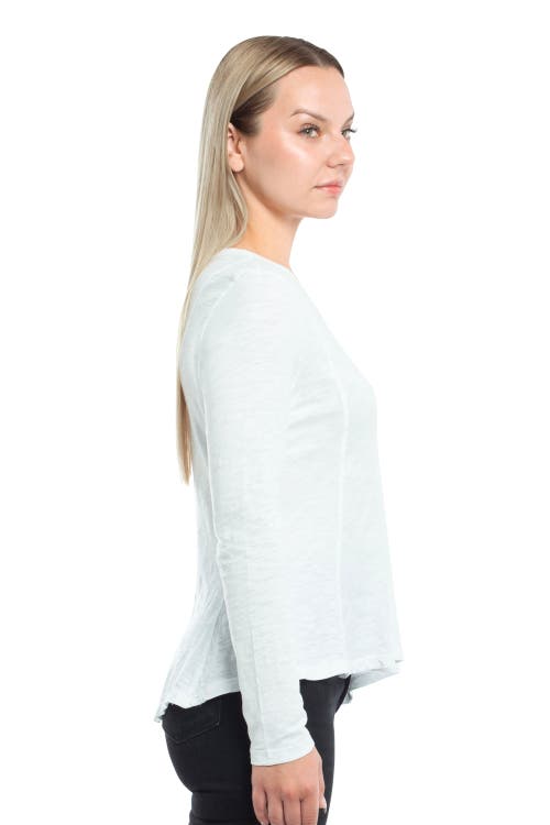Wilt Clothing Round Neck Long Sleeve Tee With Asymmetric Hem & Body Seams In Blue