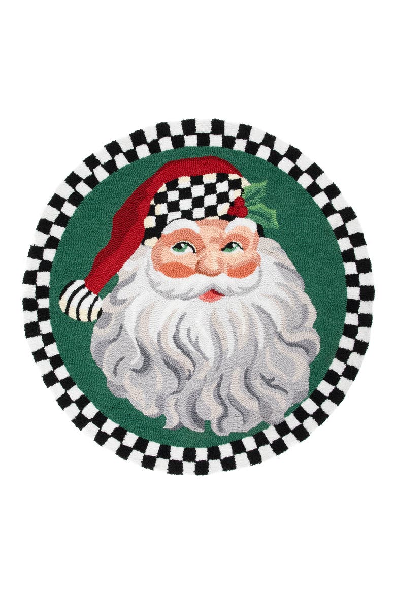 Santa Round Rug, Main, color, GREEN
