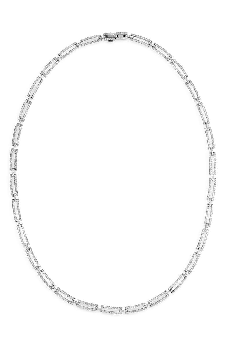 LANA 14K Gold Skinny Tag Choker Necklace, Main, color, White Gold