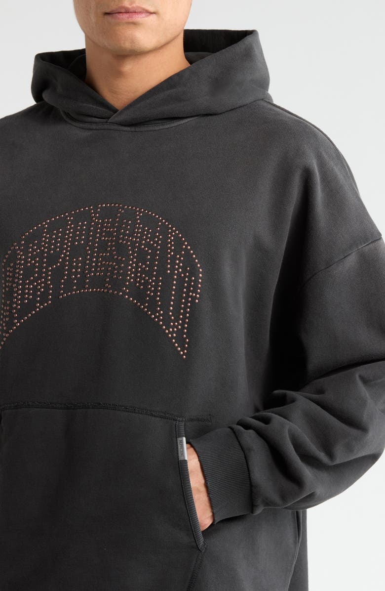 Represent Beaded Logo Cotton Hoodie, Alternate, color, Stained Black