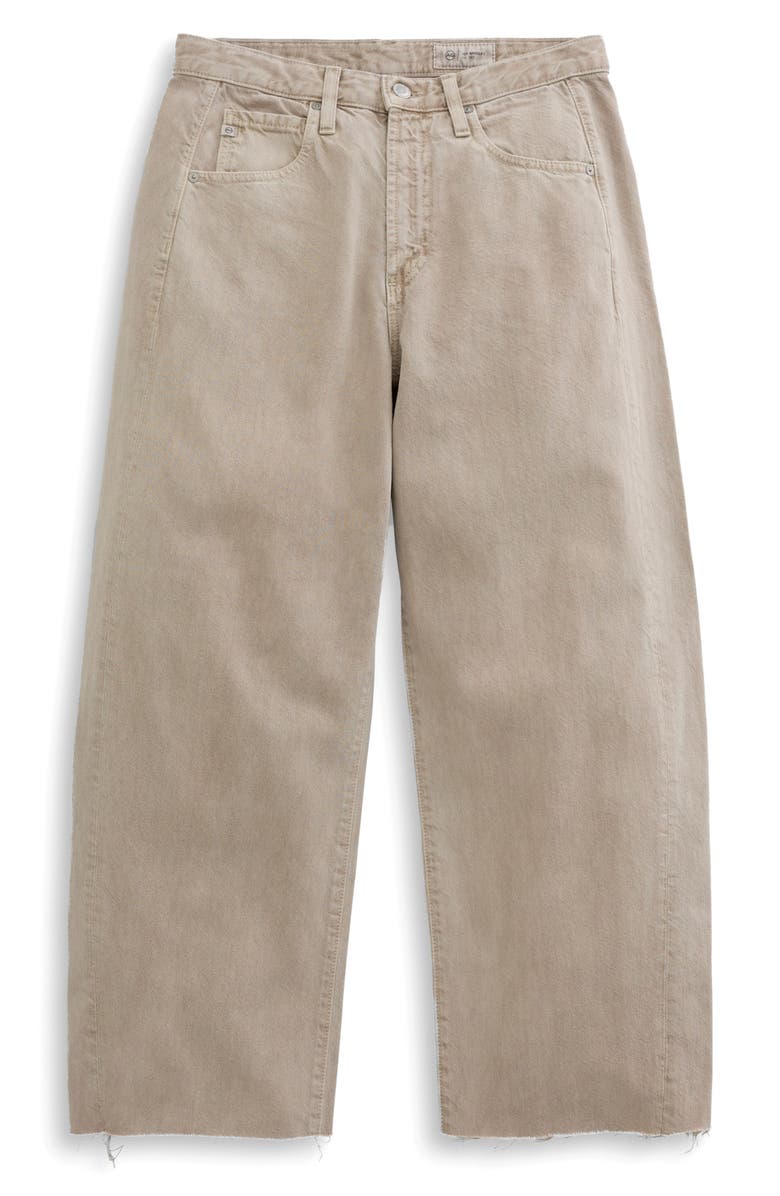 AG Hattie Raw Hem High Waist Crop Barrel Jeans, Alternate, color, Sulfur Light Taupe