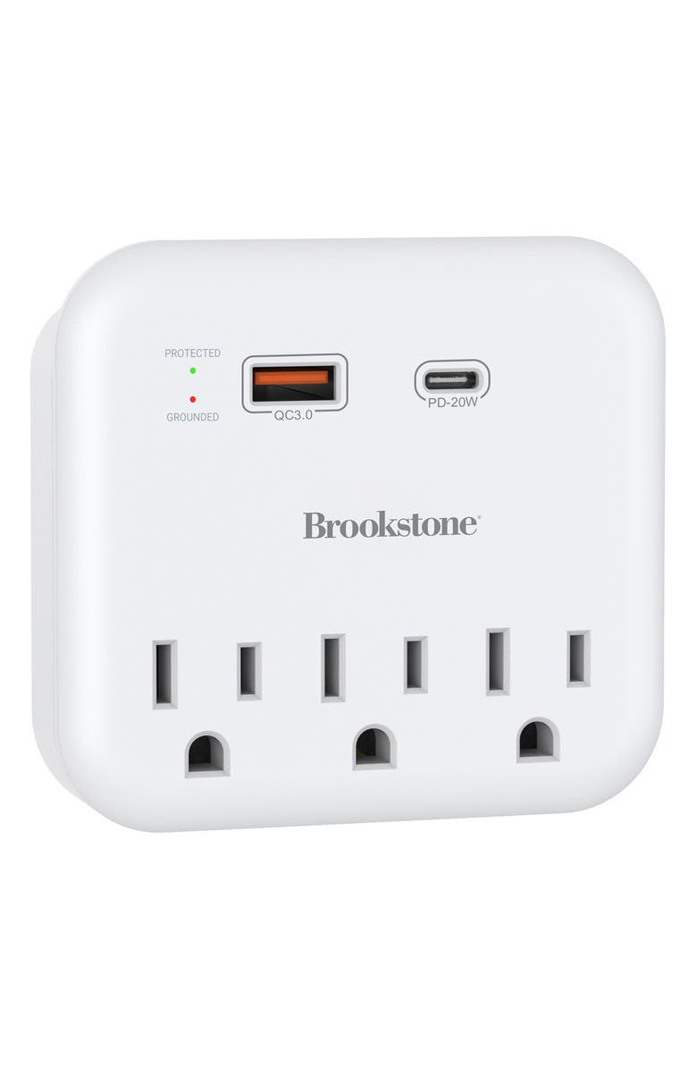 BROOKSTONE 3-Outlet Surge Protector, Alternate, color, White
