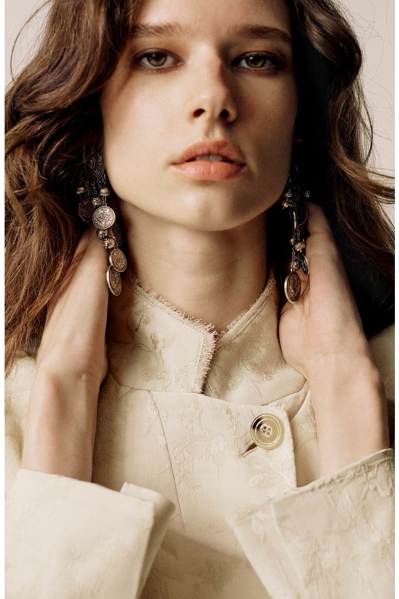 Jacquard Cropped Jacket, Alternate, color, IVORY WHITE